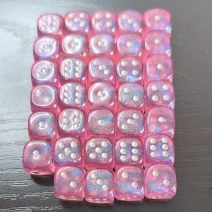 Chessex Pink Borealis OG Glitter Oop D6's 12 Mm Set Of 34